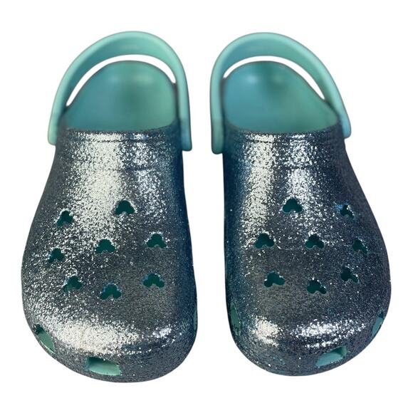 Crocs X Disney Parks Arendelle Aqua Glitter Mickey Mouse Limited Clogs M-6 W-8 - Picture 3 of 9